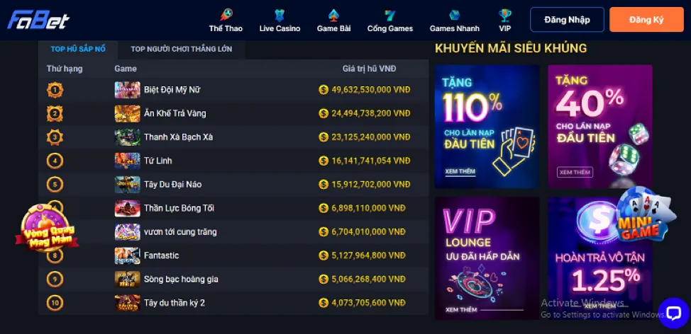Banner khuyến mãi nổ hũ df999top